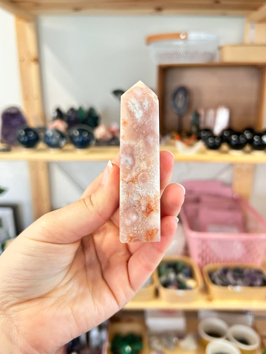 Pink Amethyst x Flower Agate Tower