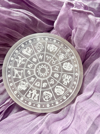 Zodiac Selenite Plate
