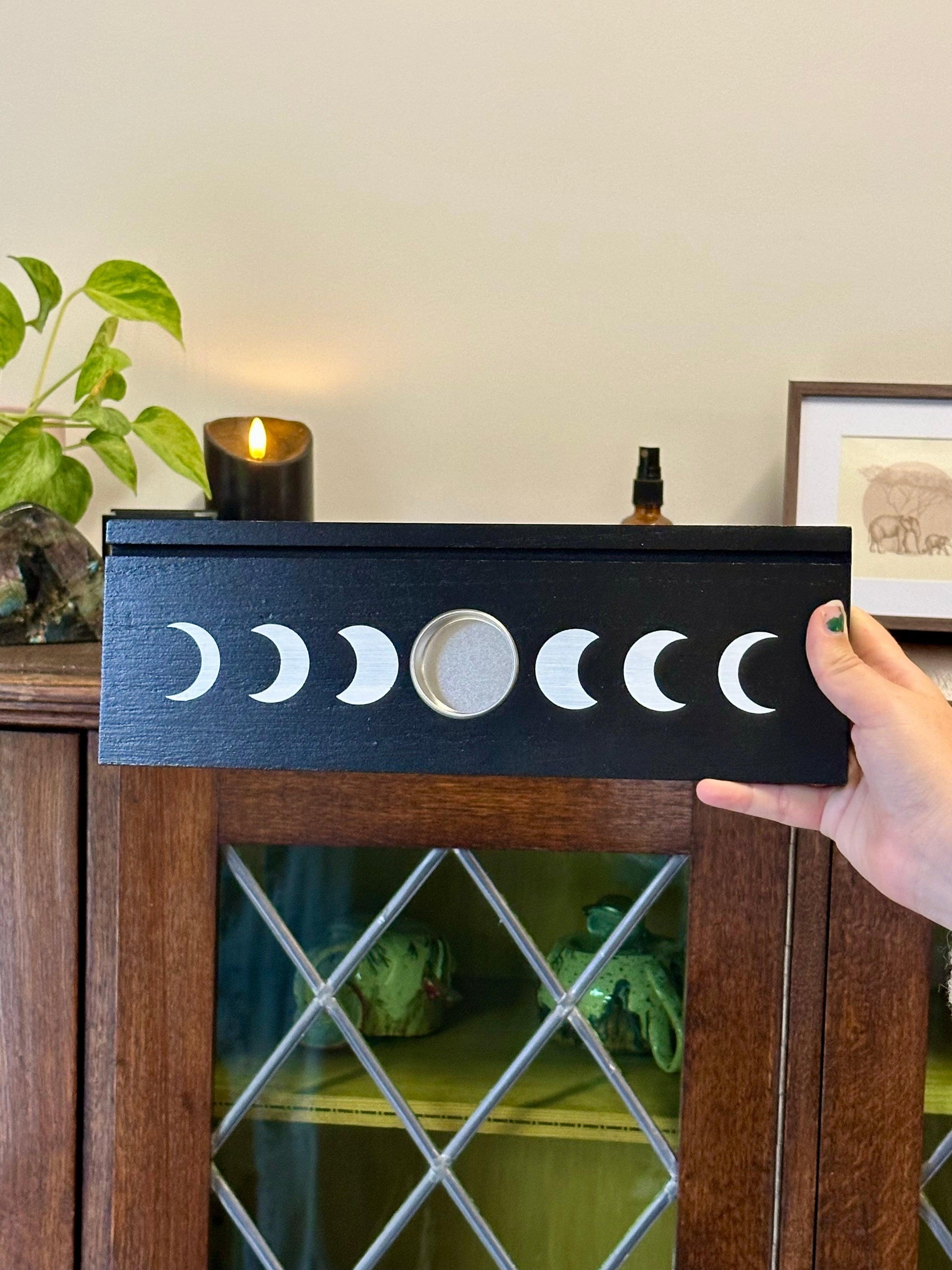 tarot cards stand with tealight holder